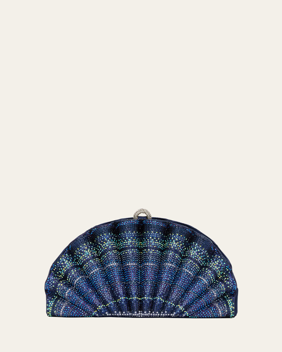 Origami Fan Scallop Crystal Clutch Bag