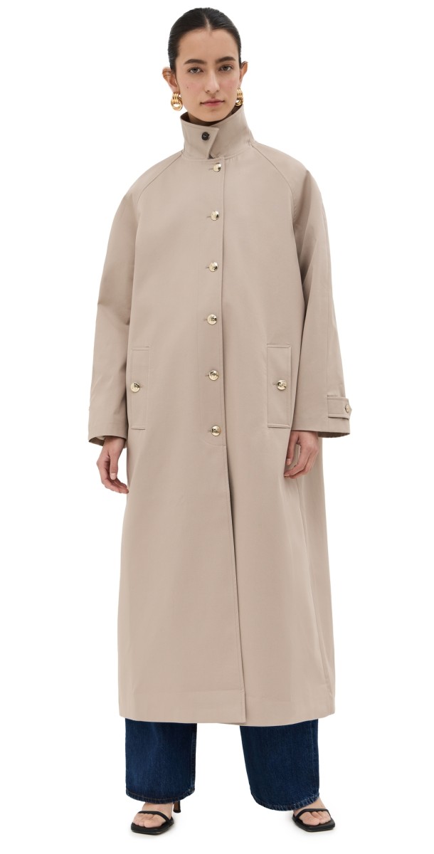 ANINE BING Randy Maxi Trench Coat Taupe