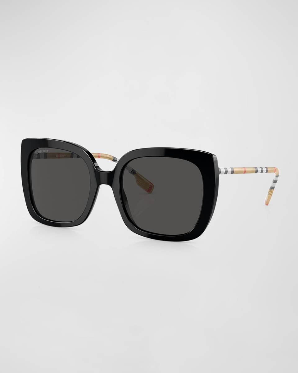 Check Acetate & Plastic Square Sunglasses