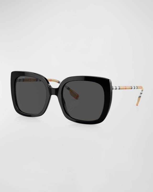 Check Acetate & Plastic Square Sunglasses