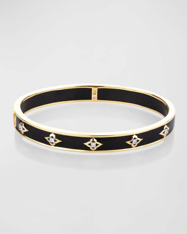 18K Yellow Gold Piano Black New York Adventurous Bangle, 45mm x 55mm