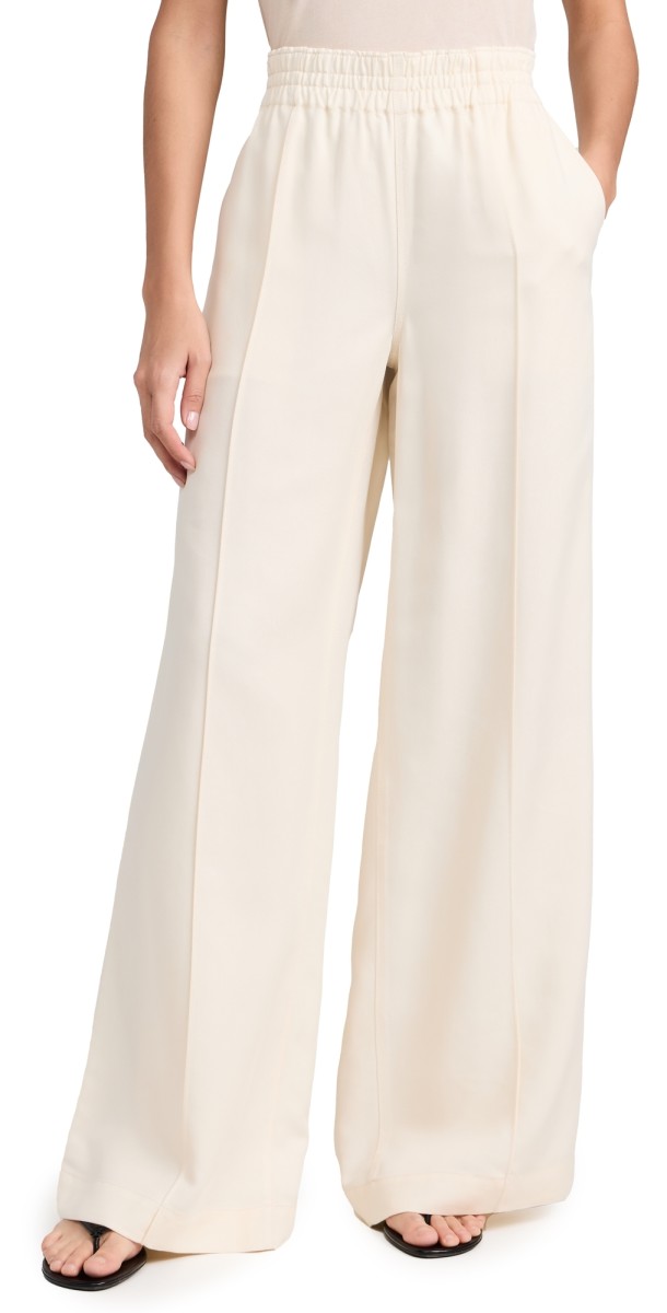 PAIGE Harper Pants with Elastic Waistband Soft Vanilla