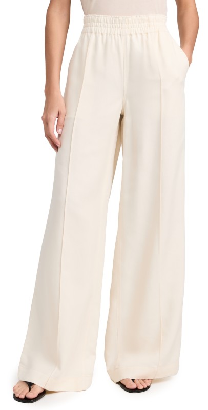 PAIGE Harper Pants with Elastic Waistband Soft Vanilla