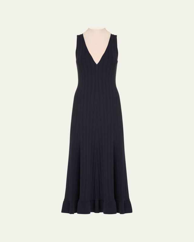 Sleeveless Mock-Neck Fit-and-Flare Midi Dress