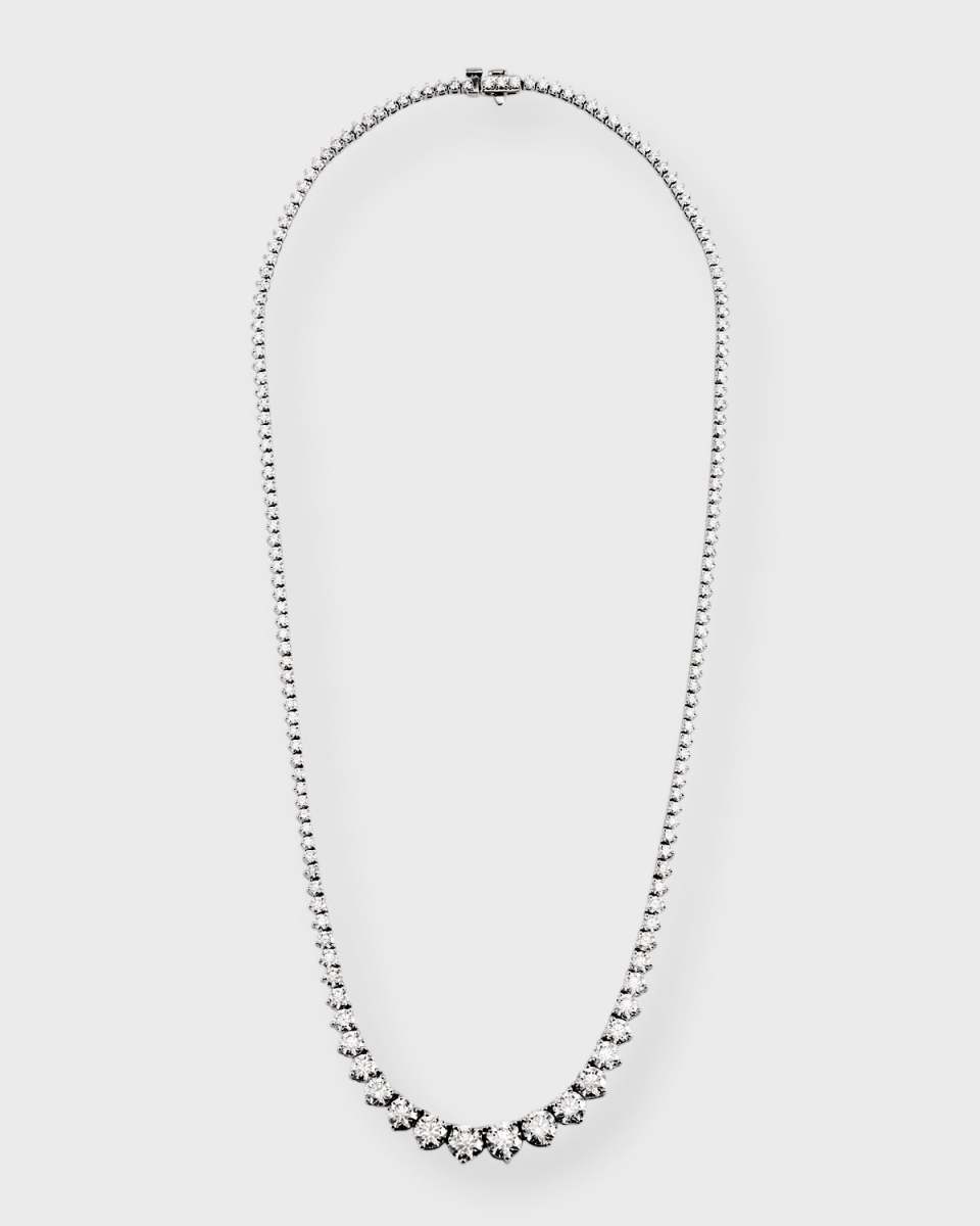 18k White Gold Graduated Diamond Necklace, 17"L, 12.2tcw