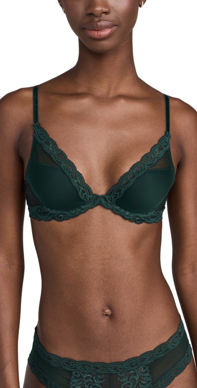 Natori Natori Feathers Contour Plunge Bra Dark Forest