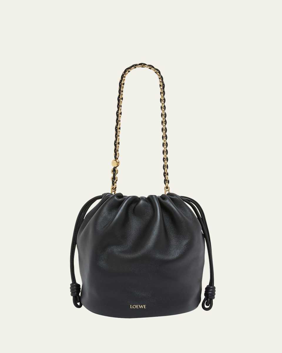 x Paula's Ibiza Flamenco Bucket Bag in Napa Leather with Chain