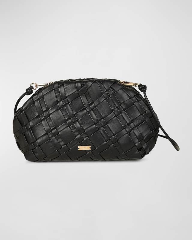 Aya Frame Woven Leather Clutch Bag