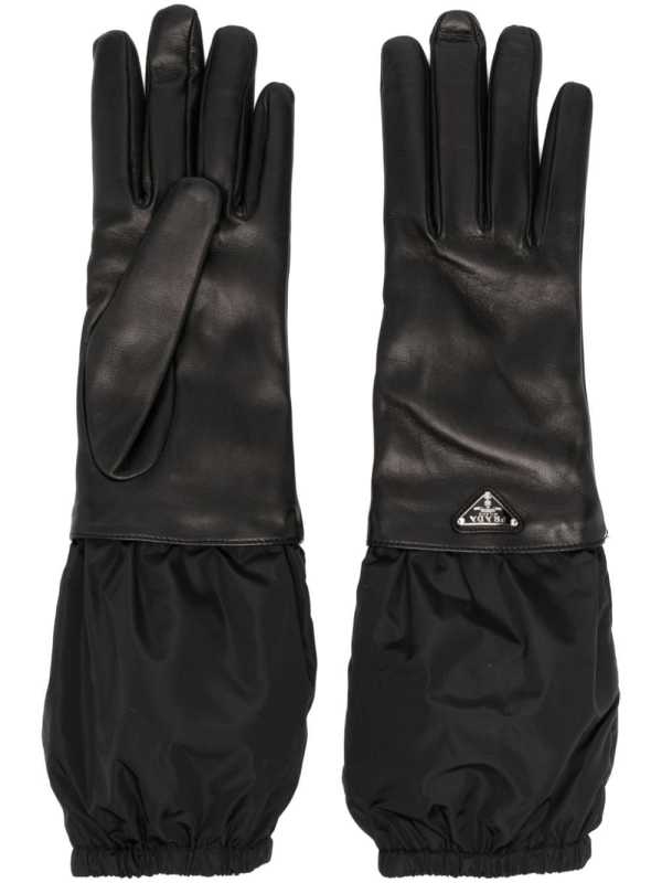 enamel-logo leather gloves