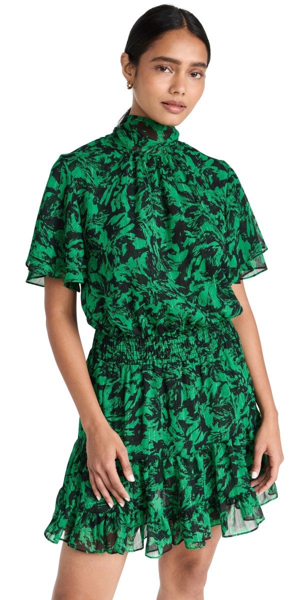 MISA Saffie Dress Emerald Abstract