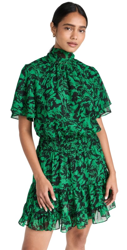 MISA Saffie Dress Emerald Abstract