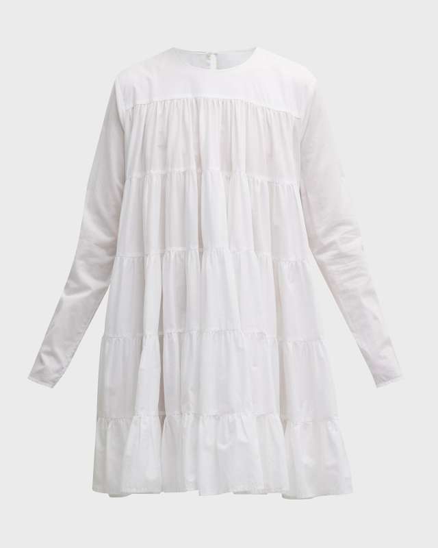 Soliman Tiered Long-Sleeve Mini Dress