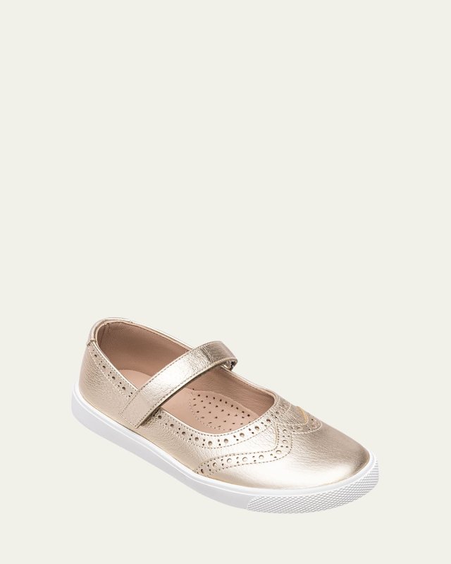 Girl's Metallic Leather Mary Jane Sneakers, Baby/Toddler/Kids