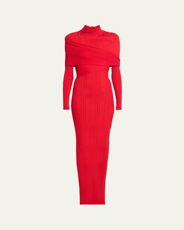 Ribbed Knit Turtleneck Bodycon Maxi Dress