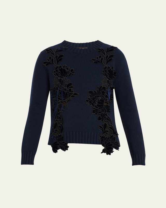 Mirrored Peony Guipure Wool Sweater