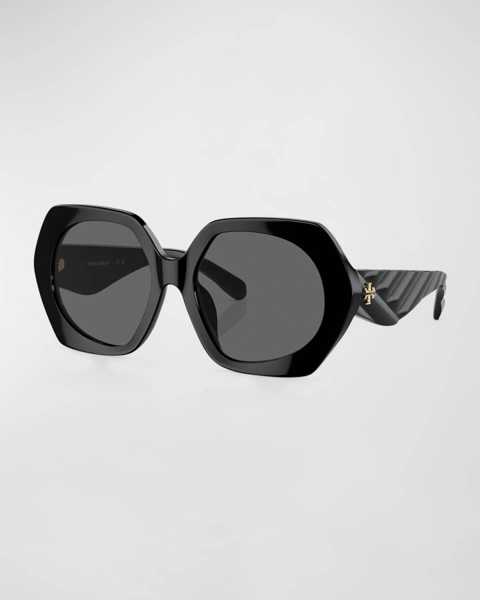 Quilted Chevron Acetate Round Sunglasses