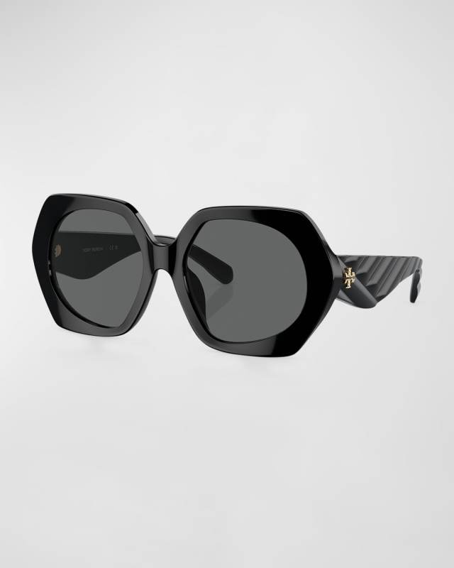 Quilted Chevron Acetate Round Sunglasses