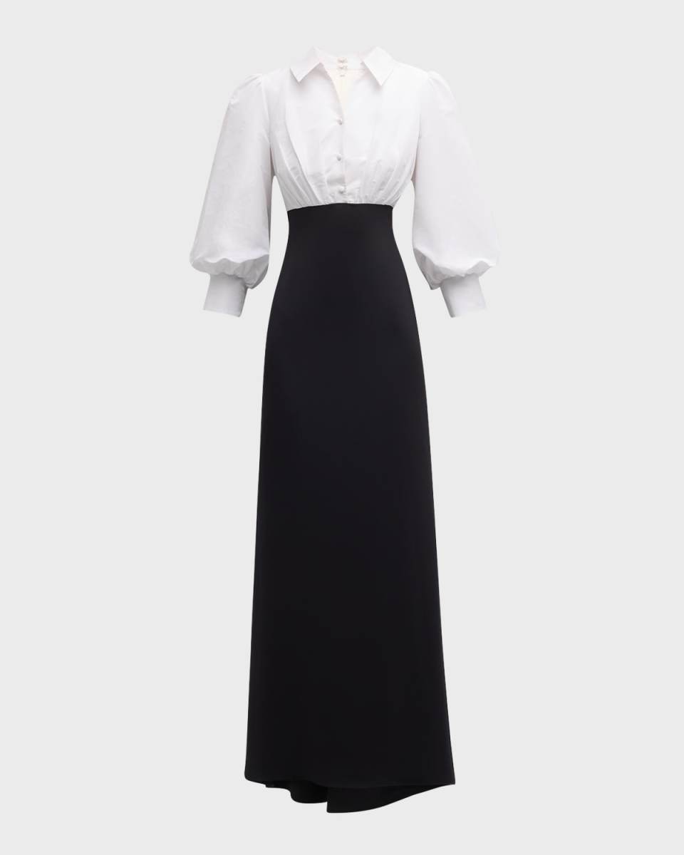Blouson-Sleeve Shirt Gown