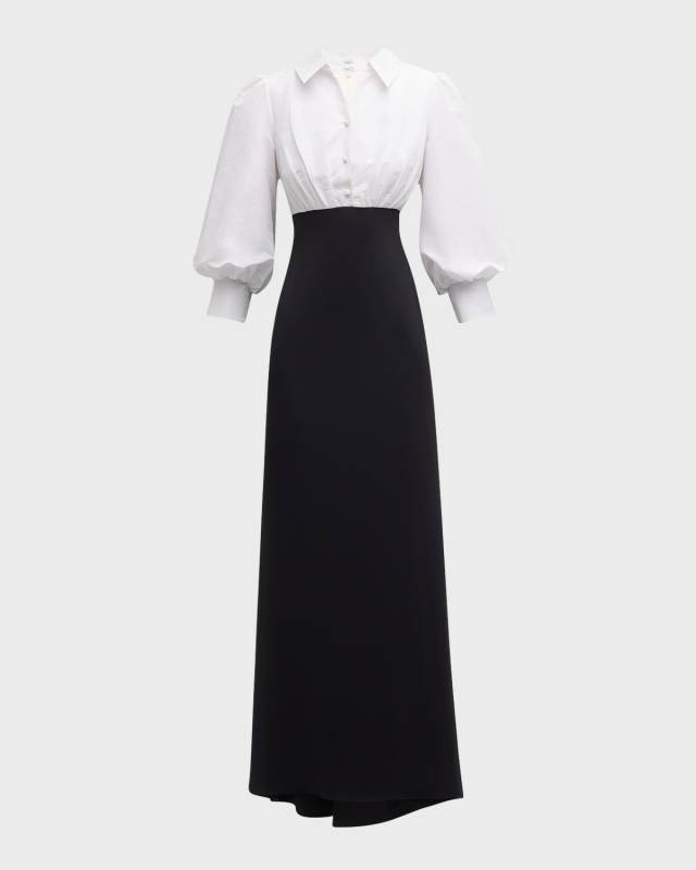 Blouson-Sleeve Shirt Gown