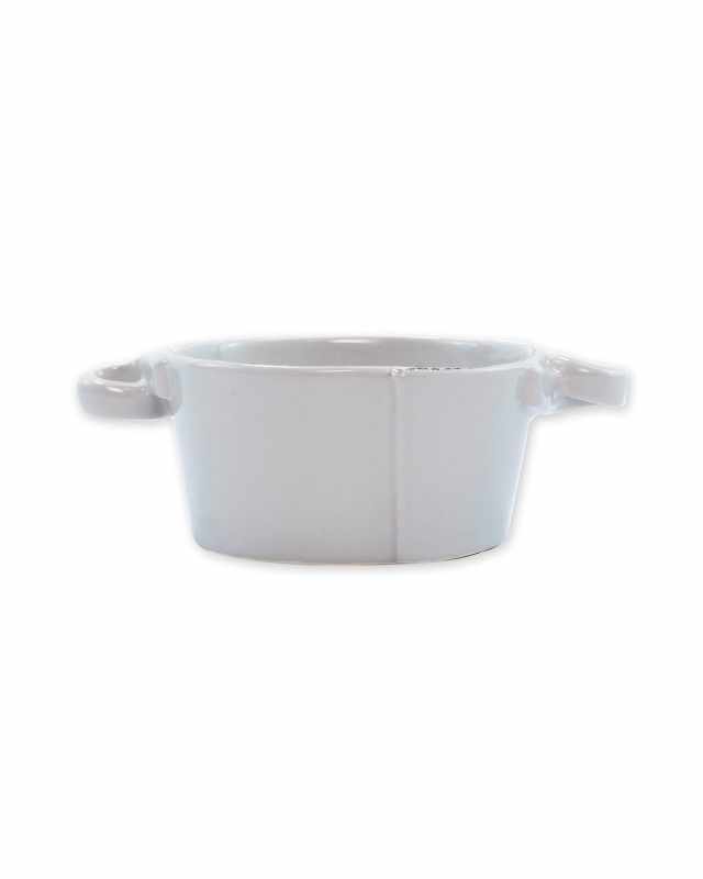 Lastra Small Handled Bowl, Light Gray