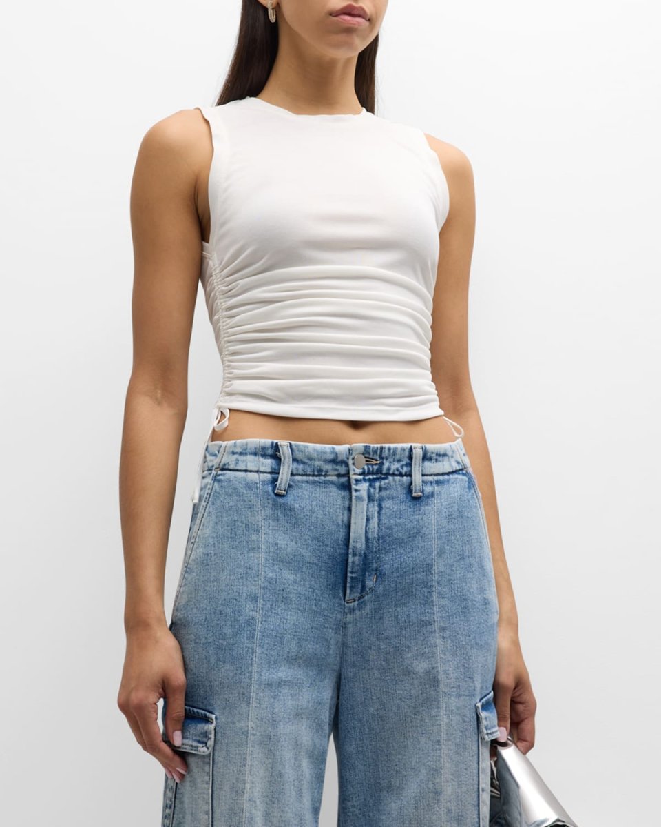 Chrissy Crewneck Ruched Crop Top