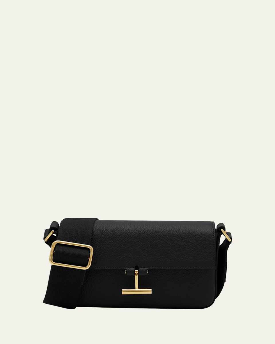 Tara Mini E/W Crossbosy in Grained Leather with Webbed Strap