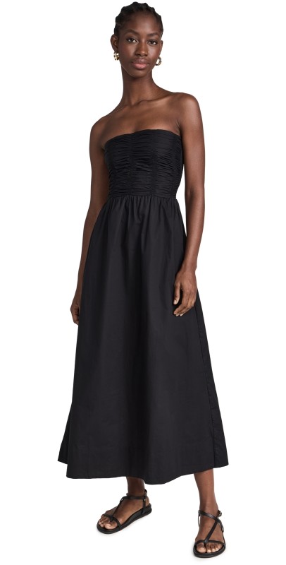 FAITHFULL THE BRAND Dominquez Midi Dress Black