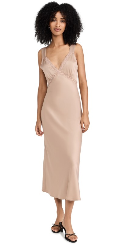 WAYF Slip Dress Mushroom