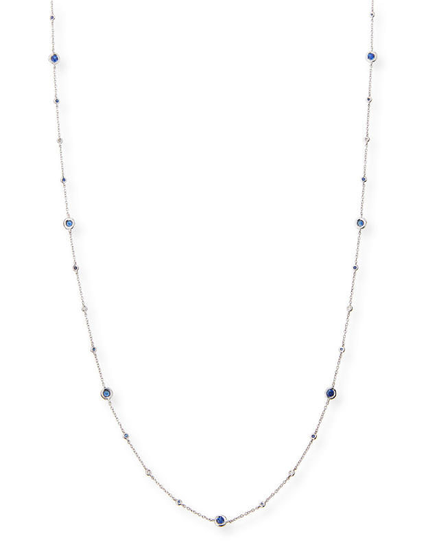Capri 18K White Gold Necklace with Blue Sapphire & Diamonds