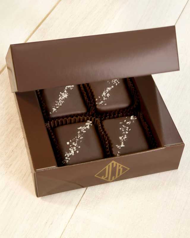 4-Piece Dark Chocolate With French Grey Sea Salt Truffle Fudge Bites