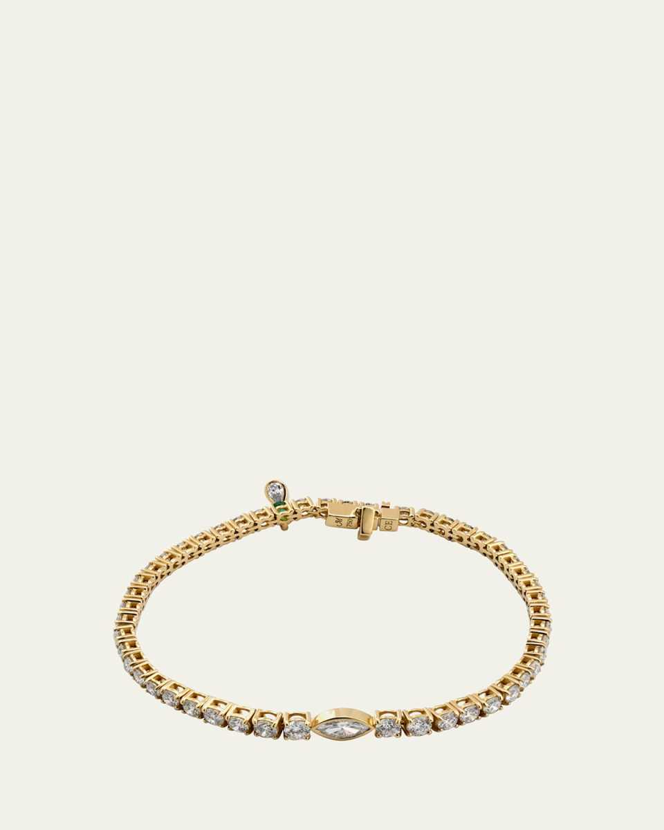 18K Yellow Gold Tennis Bracelet with Prong Set Diamonds