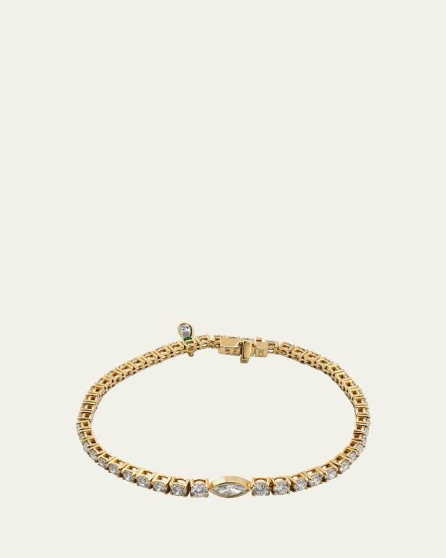 18K Yellow Gold Tennis Bracelet with Prong Set Diamonds