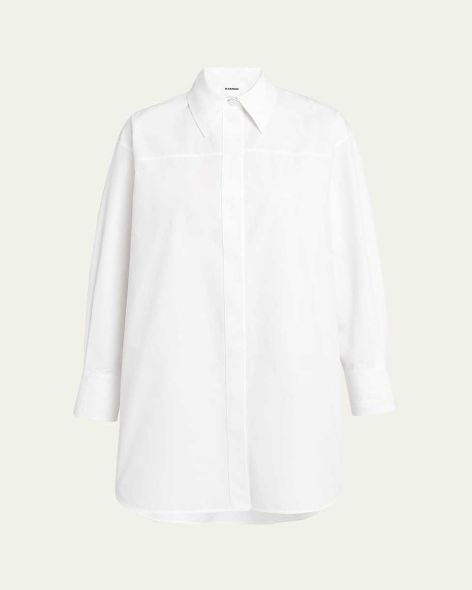 High-Low Shift Poplin Dress