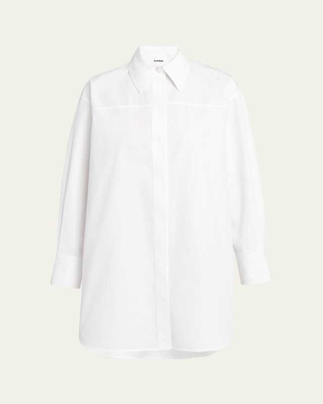 High-Low Shift Poplin Dress