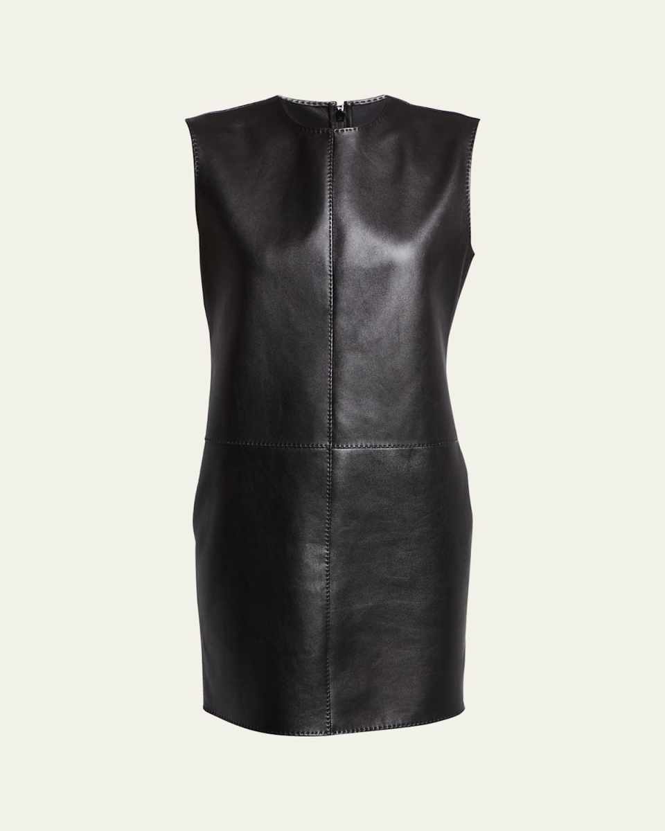 Leather Shift Mini Dress