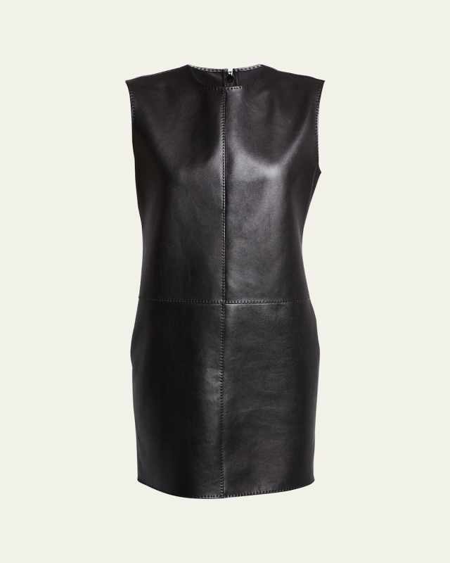 Leather Shift Mini Dress
