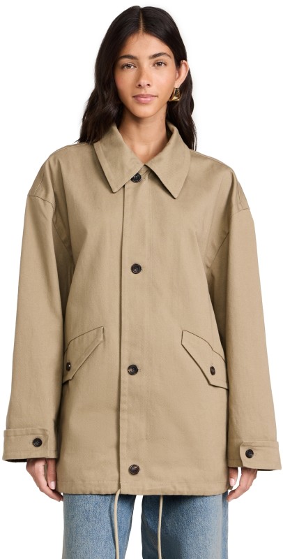 Pixie Market Contrast Corduroy Country Barn Jacket Khak