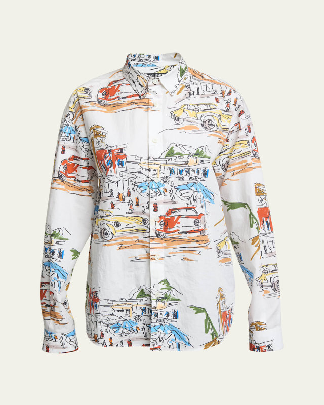 Simon Printed Button Down Blouse