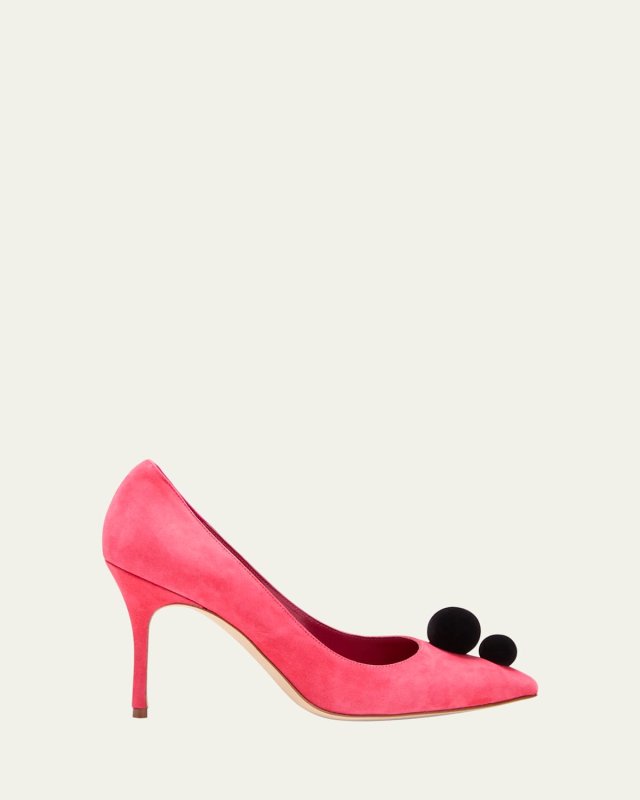 Piera Suede Pom Pom Pumps