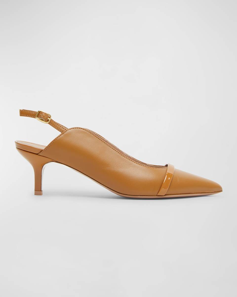Marion Leather Kitten-Heel Slingback Pumps