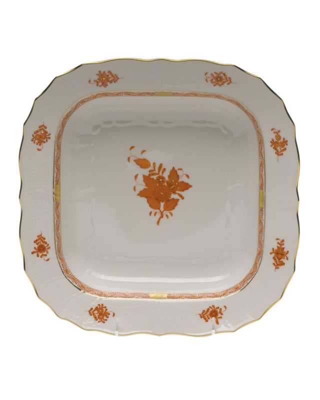 Chinese Bouquet Rust Square Fruit Dish