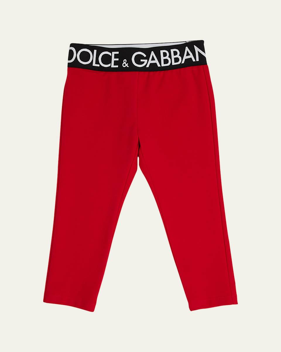 Girl's Logo-Tape Waistband Leggings, Size 8-12