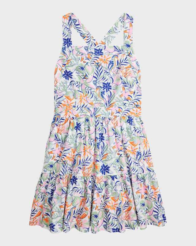 Girl's Tropical-Print Day Dress, Size 7-16