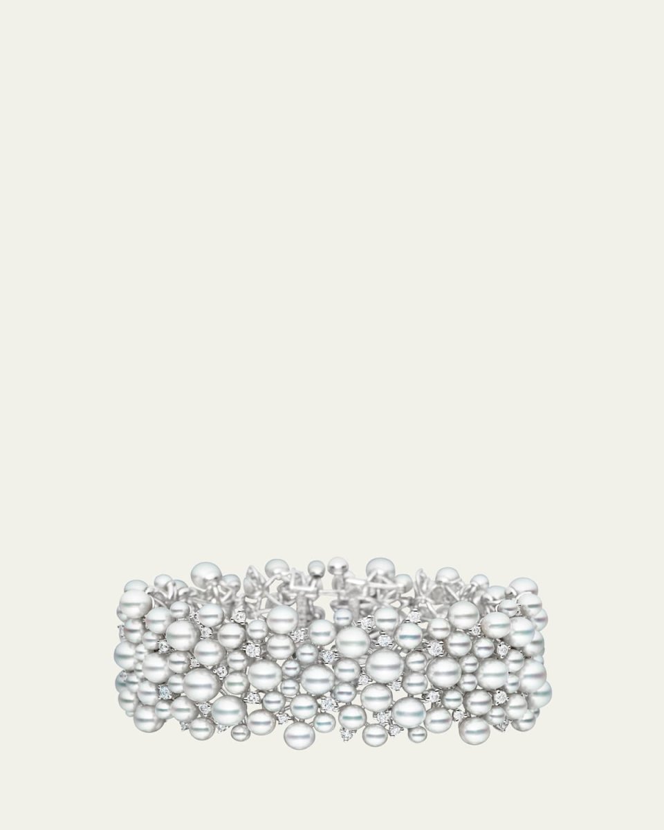 LaGrange Large White Gold Pearl & Diamond Bracelet