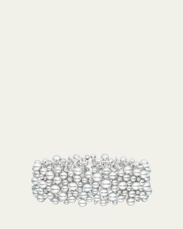 LaGrange Large White Gold Pearl & Diamond Bracelet