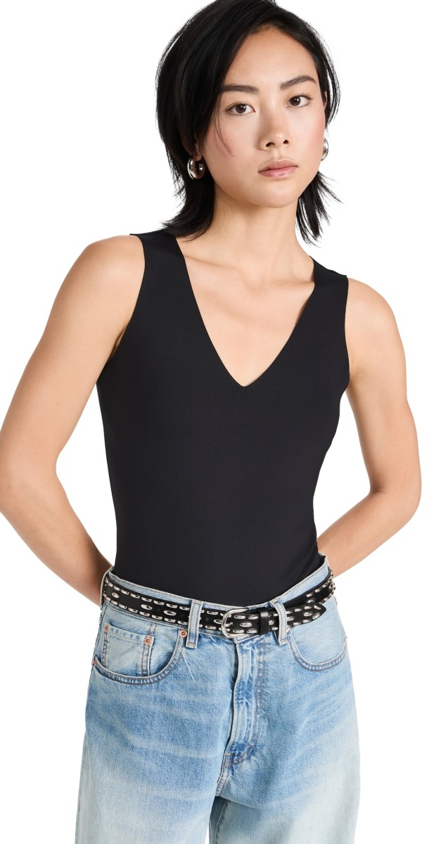 Commando Neoprene Deep V Full Coverage Bodysuit Black