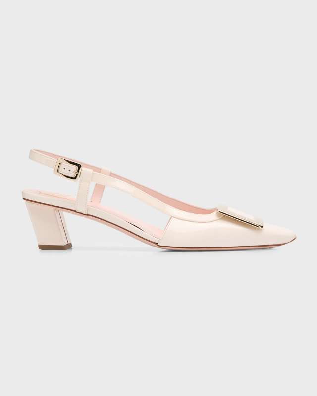 Belle Vivier Leather Buckle Slingback Pumps