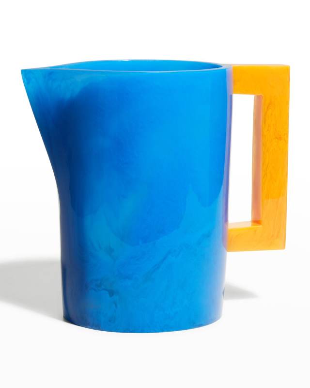 Pearls Resin Pitcher, Blue/Yellow