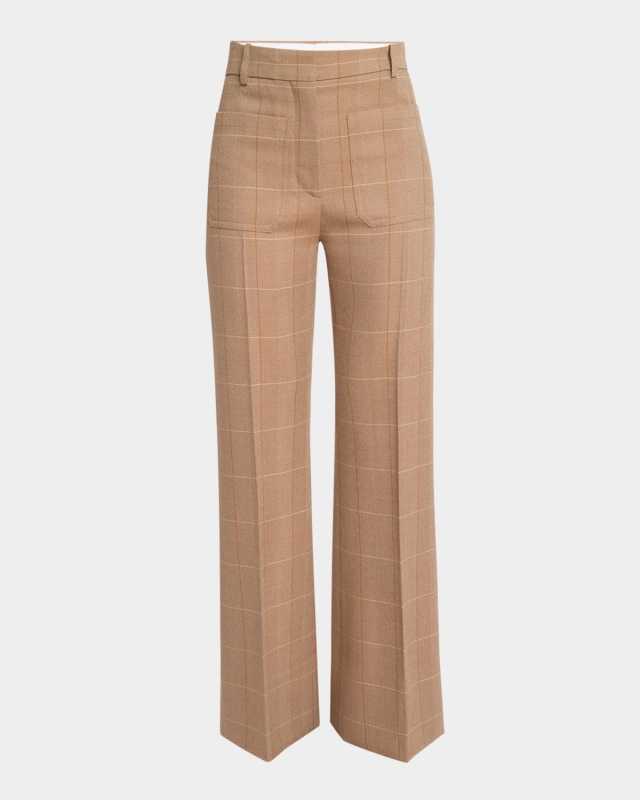 Alina Check Wide-Leg Trousers
