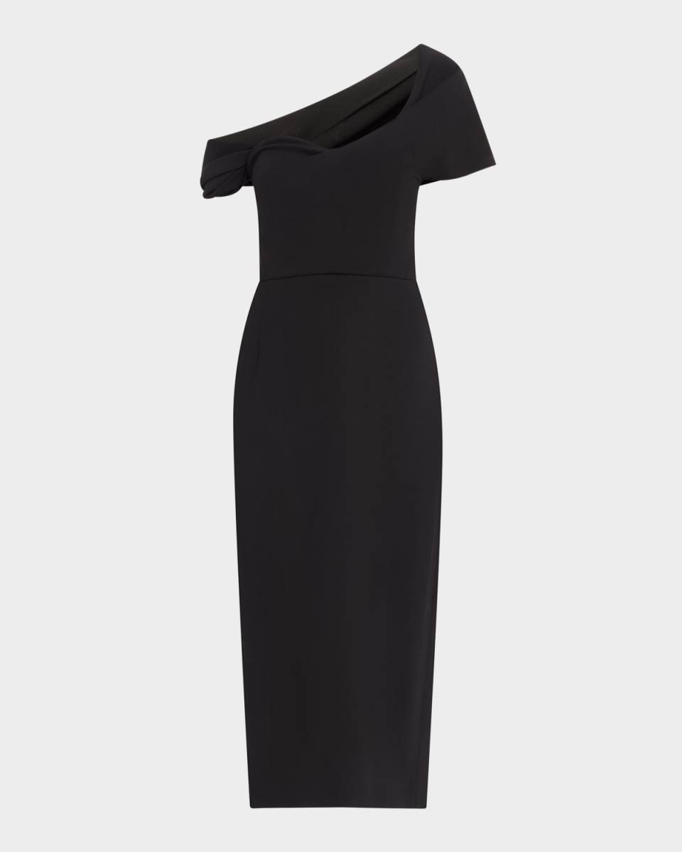 Draped Off-The-Shoulder Midi Dress
